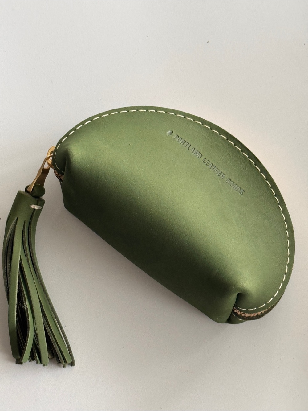 Portland Leather Green Leather Tassel Coin Pouch